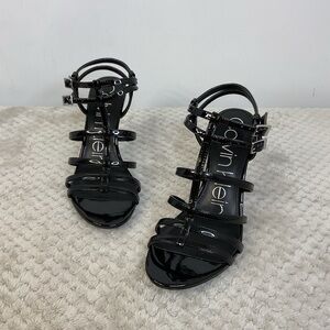 Calvin Klein Racina Black Strappy Heels Size 7.5